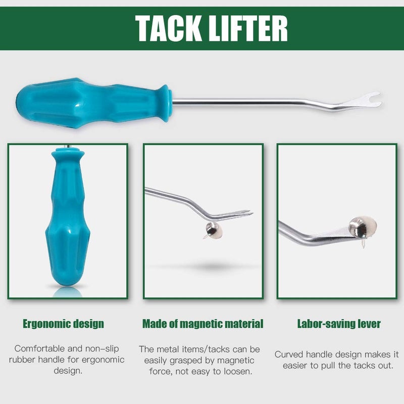 Keadic 5pcs Upholstery Tacks Tools Set, Double-Faced Upholstery Mallet with 2 Replacement Rubber Heads, Staple Lifter and Removal Pliers, for Furniture Repair and Jewelry Craft Decoration Project - Image 4